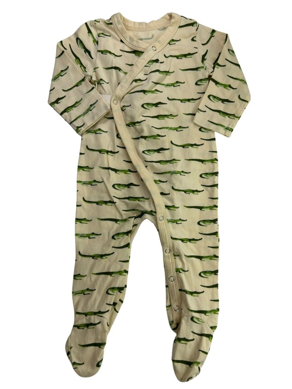 Baby Boy Kimono Long Sleeve Footed Bodysuit Cream Crocodiles 6-9 Months